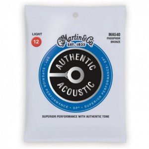 Martin MA540 Authentic Acoustic SP Guitar Strings, Phosphor Bronze, Light (.012-.054 )